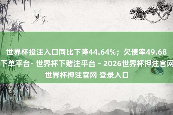 世界杯投注入口同比下降44.64%；欠债率49.68%-世界杯下单平台- 世界杯下赌注平台 - 2026世界杯押注官网 登录入口