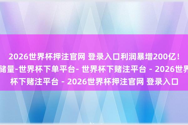 2026世界杯押注官网 登录入口利润暴增200亿！ 它手持国内70%油气储量-世界杯下单平台- 世界杯下赌注平台 - 2026世界杯押注官网 登录入口